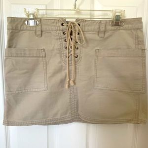 American Eagle Khaki Beige Tie String Mini Skirt Summer Spring Beach Size 6